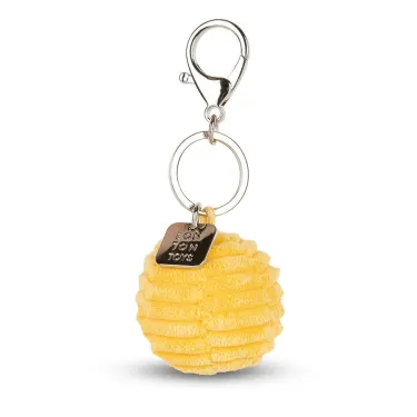 Porte-clefs Smiley en velours côtelé - jaune