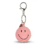 Porte-clefs Smiley en velours côtelé - rose