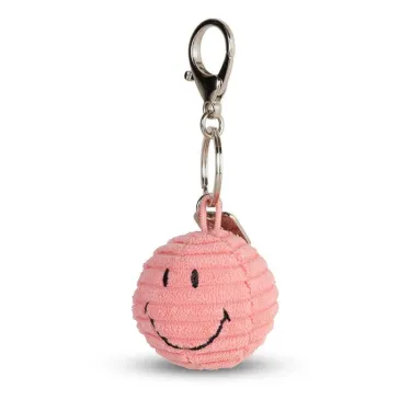 Porte-clefs Smiley en velours côtelé - rose