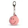 Porte-clefs Smiley en velours côtelé - rose