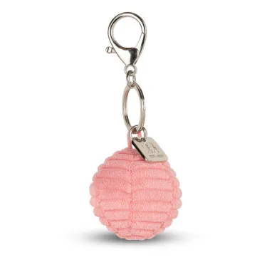 Porte-clefs Smiley en velours côtelé - rose