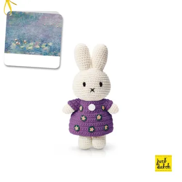 Peluche Miffy en crochet - Just Dutch - Robe à fleurs "Nymphéas de Monet"