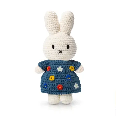 Peluche Miffy en crochet - Just Dutch - Robe "Fleurs de Van Gogh"