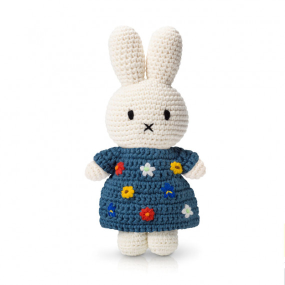 Peluche Miffy en crochet - Just Dutch - Robe "Fleurs de Van Gogh" Peluche Miffy en crochet - Just Dutch - Robe "Fleurs de Van Gogh"