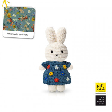 Peluche Miffy en crochet - Just Dutch - Robe "Fleurs de Van Gogh"