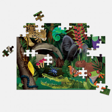 Puzzle double face 100 pcs "Forêt tropicale: dessus-dessous" Mudpuppy