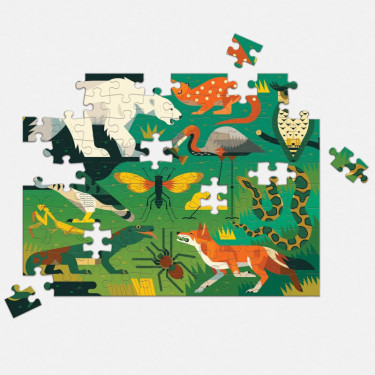 Puzzle double face 100 pcs "Prédateurs terrestres et marins" Mudpuppy