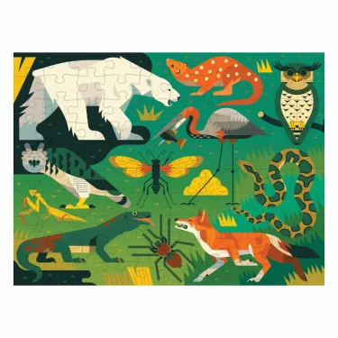 Puzzle double face 100 pcs "Prédateurs terrestres et marins" Mudpuppy