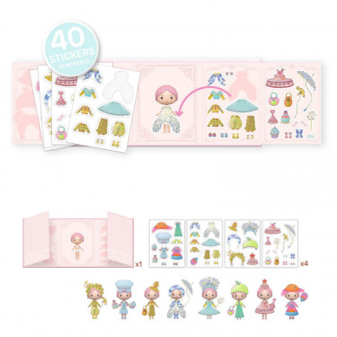 Vestiaire de Lilyrose, autocollants repositionnables tinyly DJECO 6980