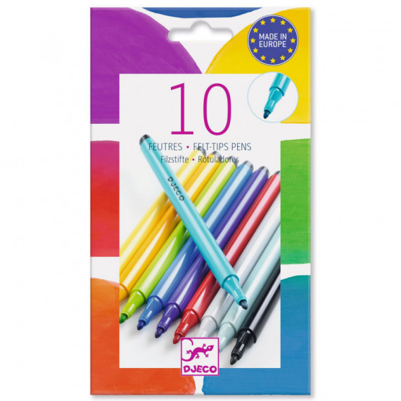 10 feutres pointe fine DJECO 9208 - Arc-en-ciel