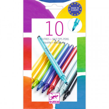 10 feutres pointe fine DJECO 9208 - Arc-en-ciel