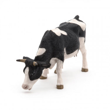 Vache noire et blanche broutant, PAPO 51150