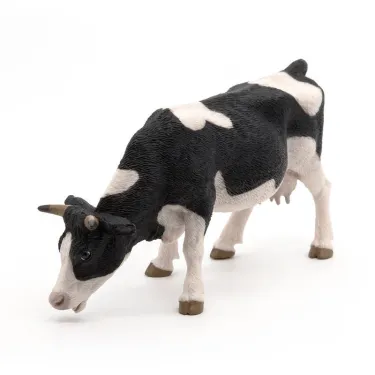 Vache noire et blanche broutant, PAPO 51150
