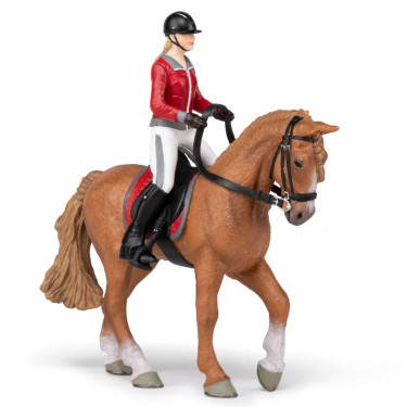 Cheval de promenade et sa cavalière, figurine PAPO 51564