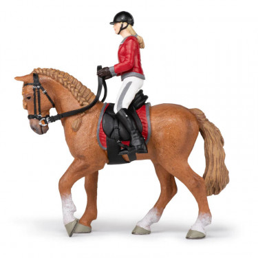 Cheval de promenade et sa cavalière, figurine PAPO 51564