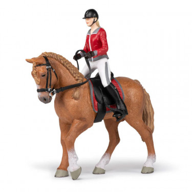 Cheval de promenade et sa cavalière, figurine PAPO 51564