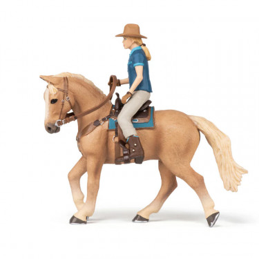 Cheval western et sa cavalière, figurine PAPO 51566