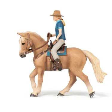 Cheval western et sa cavalière, figurine PAPO 51566