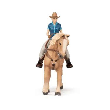 Cheval western et sa cavalière, figurine PAPO 51566