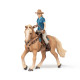 Cheval western et sa cavalière, figurine PAPO 51566