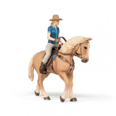 Cheval western et sa cavalière, figurine PAPO 51566
