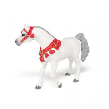 Cheval arabe blanc en tenue de parade, PAPO 51568