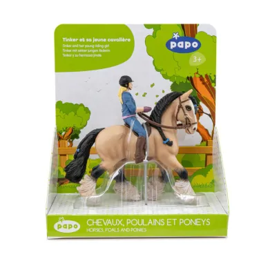 Cheval Tinker et sa jeune cavalière, figurine PAPO 51572