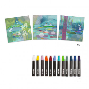 Pastels "Sur l'étang aux Nymphéas" DJECO 9384 inspired by Claude Monet