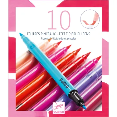 10 feutres pinceaux couleurs fille DJECO DJO 8802