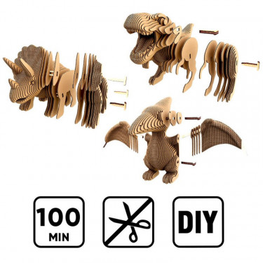 Dinos Trio - Puzzle sculpture 3D en carton - Cartonic