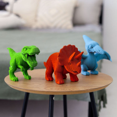 Dinos Trio - Puzzle sculpture 3D en carton - Cartonic