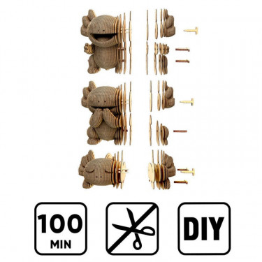 Axolotls Trio - Puzzle sculpture 3D en carton - Cartonic