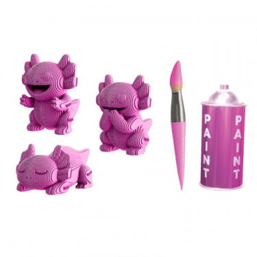 Axolotls Trio - Puzzle sculpture 3D en carton - Cartonic