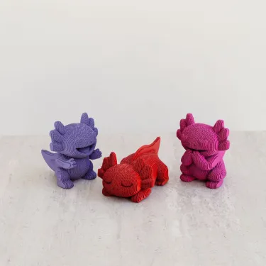 Axolotls Trio - Puzzle sculpture 3D en carton - Cartonic