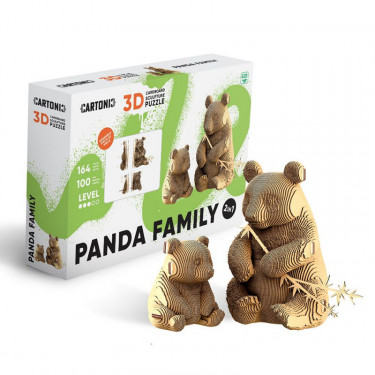 Famille Panda - Puzzle sculpture 3D en carton - Cartonic