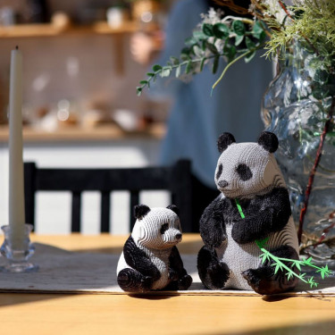 Famille Panda - Puzzle sculpture 3D en carton - Cartonic