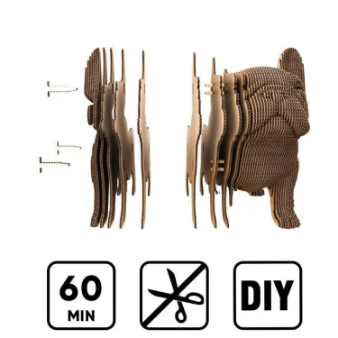 Chiot Bouledogue - Puzzle sculpture 3D en carton - Cartonic