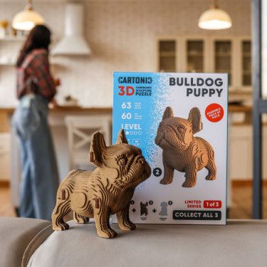 Chiot Bouledogue - Puzzle sculpture 3D en carton - Cartonic
