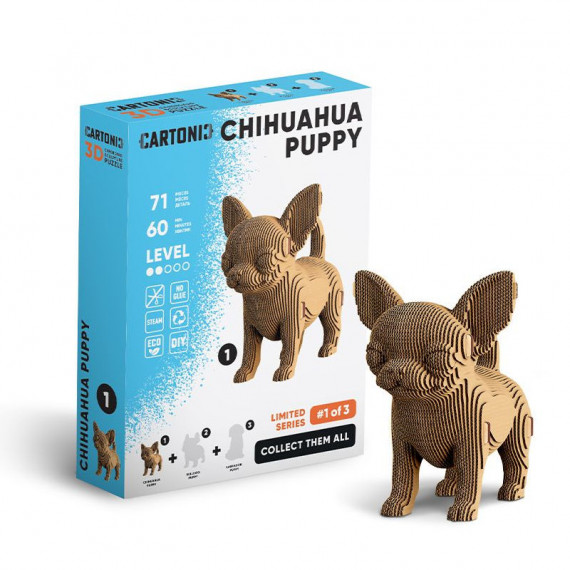 Chiot Chihuahua - Puzzle sculpture 3D en carton - Cartonic