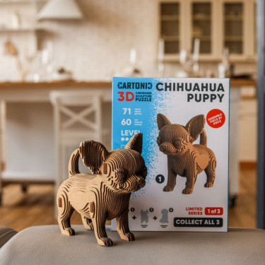 Chiot Chihuahua - Puzzle sculpture 3D en carton - Cartonic