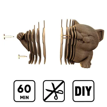 Chaton saluant - Puzzle sculpture 3D en carton - Cartonic