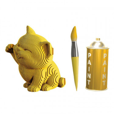 Chaton saluant - Puzzle sculpture 3D en carton - Cartonic