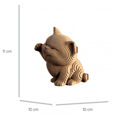 Chaton saluant - Puzzle sculpture 3D en carton - Cartonic