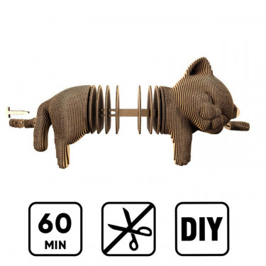 Chaton dormant - Puzzle sculpture 3D en carton - Cartonic