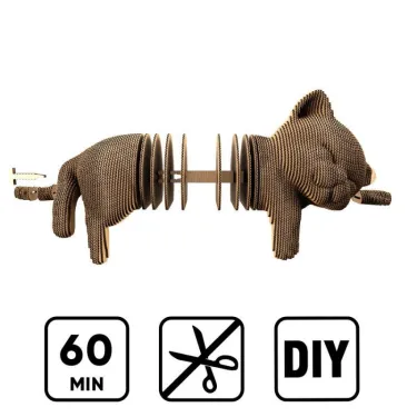 Chaton dormant - Puzzle sculpture 3D en carton - Cartonic