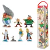 Tubo ASTERIX Village – 7 figurines PLASTOY: personnages en résine colorée, Astérix et Obélix miniatures accompagnés du grand menhir et emballage transparent.