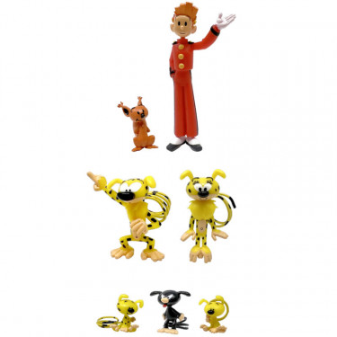 Tubo SPIROU et MARSUPILAMI - 7 figurines PLASTOY