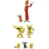 Tubo SPIROU et MARSUPILAMI : 7 figurines PLASTOY, incluant Spirou en rouge, les 5 marsupilami  et l'écureuil spip.