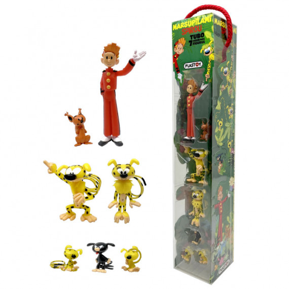 Tubo SPIROU et MARSUPILAMI - 7 figurines PLASTOY
