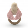 Anneau de dentition "Mésange rose" en crochet en coton bio The veggy toys